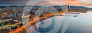 Barcelona beach on morning sunrise