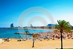 Barcelona beach on sunny summer day