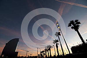 Barcelona beach at sunset