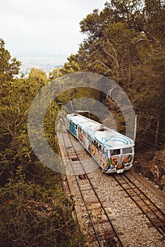 Tibidabo funicular in Barcelona, Catalonia, Spain