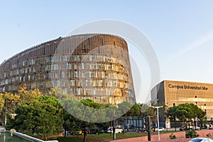 Barcelona, Catalonia / Spain - Sept. 9, 2016: Landscape view of the PRBB building, part of Pompeu Fabra University