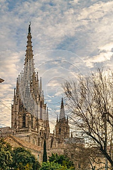 Barcelona Cathedral Exterior, Gothic District, Spain
