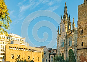 Barcelona Cathedral Exterior, Gothic District, Spain