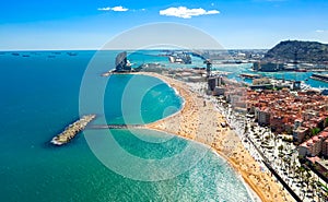 Barcelona central beach and coastline