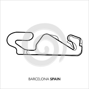 Barcelona circuit, Spain. Motorsport race track vector map