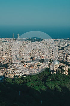 Barcelona city beautiful view, retro color photo