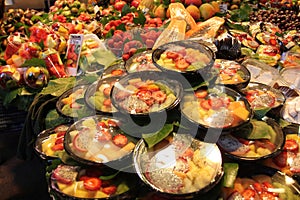 The Barcelona city sightseeings, Spain. fruits at the market of St Josep