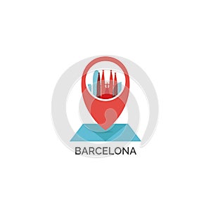 Barcelona city skyline logo illustration