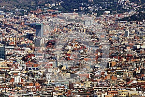 Barcelona crowded city area top view