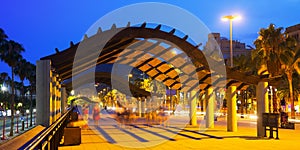 Barcelona embankment in summer evening