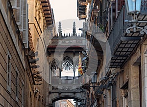 Barcelona Gothic Quarter, Carrer del Bisbe Bishop Street photo