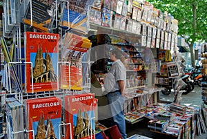 Barcelona kiosk with maps magazines newspapers