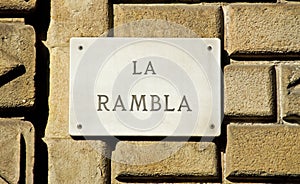 Barcelona Landmark: La Rambla Road Sign