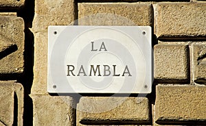 Barcelona Landmark: La Rambla Road Sign photo