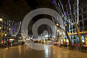 Barcelona. Las Ramblas in the evening.