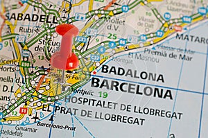 Barcelona on map photo