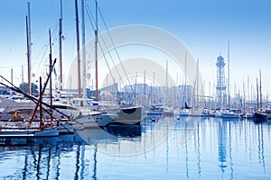 Barcelona marina port with teleferic tower photo