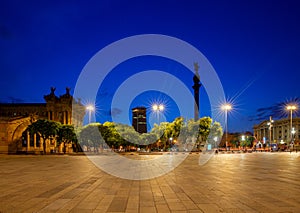 Barcelona. Monument to Christopher Columbus on the sunset.