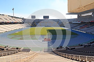 Barcelona Olympic Stadium (Estadi Olimpic Lluis Companys) on mountain Montjuic