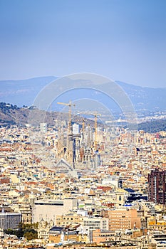 Barcelona panorama with Sagrada Familia, Spain