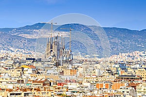 Barcelona panorama with Sagrada Familia, Spain photo