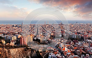 Barcelona panorama at sunset