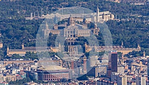 Barcelona, panoramic view of the city in Catalonia Spain, seen from Tibidabo Hill