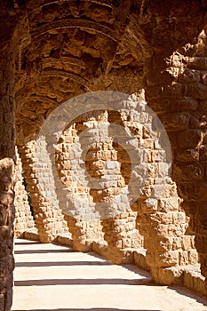 Barcelona Park Guell of Gaudi stone columns