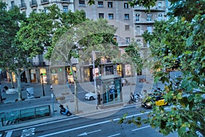 Barcelona. Paseo de Gracia street and Pedrera building of Gaudi.Catalonia,Spain