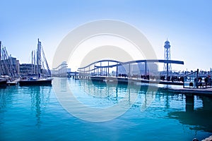 Barcelona port marina with bridge