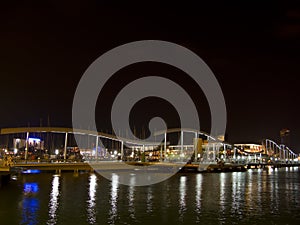 Barcelona port at night