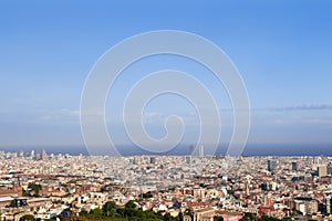 Barcelona skyline horizon from Tibidabo photo