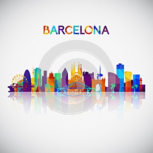 Barcelona skyline silhouette in colorful geometric style. photo