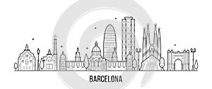 Barcelona skyline Spain city buildings vector photo
