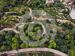 BARCELONA, SPAIN - 22 AUGUST 2018: View Park Guell in Barcelona. Catalonia, Spain