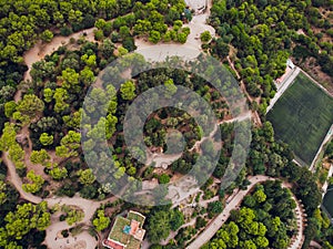 BARCELONA, SPAIN - 22 AUGUST 2018: View Park Guell in Barcelona. Catalonia, Spain