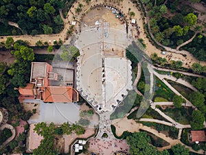 BARCELONA, SPAIN - 22 AUGUST 2018: View Park Guell in Barcelona. Catalonia, Spain