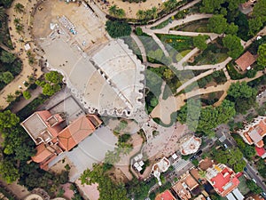 BARCELONA, SPAIN - 22 AUGUST 2018: View Park Guell in Barcelona. Catalonia, Spain