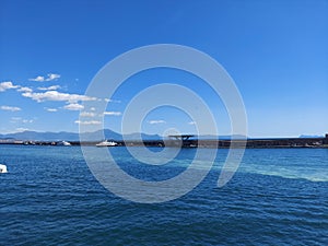 Barcelona spain 27april 2023 a view from cruise port , ship pssing by