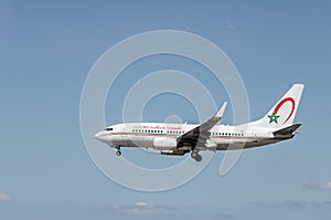 Royal Air Maroc Boeing 737-700 plane landing at Barcelona airport