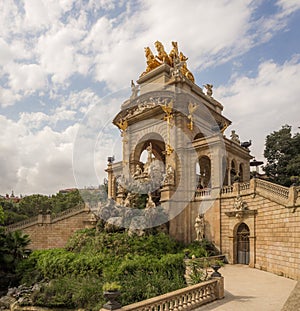 BARCELONA, SPAIN - Aug 29, 2018: Fountain in a Parc de la Ciutadella