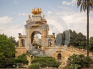 BARCELONA, SPAIN - Aug 29, 2018: Fountain in a Parc de la Ciutadella photo