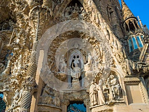 BARCELONA, SPAIN - Aug 30, 2018: La Sagrada Familia, the cathedral designed by architect Gaudi