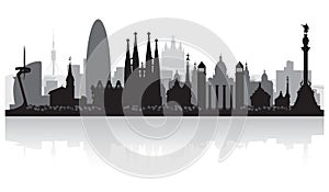 Barcelona Spain city skyline silhouette