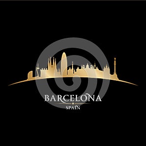 Barcelona Spain city skyline silhouette black background