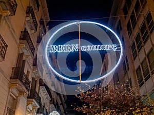 Barcelona, Spain - 23 December, 2017: View of a sign at the entrance to the Gothic neighborhood of El Born