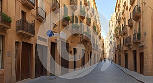 Barcelona, Spain, Eixample Quarter, a neighbourhood with beautiful Gaudian buildings and narrow streets