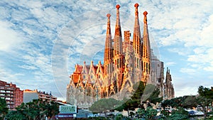 BARCELONA, SPAIN - FEBRUARY 10, 2016: Sagrada Familia basilica in Barcelona. The Antoni Gaudi masterpiece has become a UNESCO