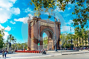 Barcelona, Spain-July 13, 2023. Arc de Triomf, Arc de Triomf, monument in Barcelona, Spain. Designed by JosÃ© Vilaseca