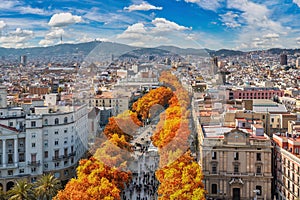 Barcelona Spain at La Rambla street